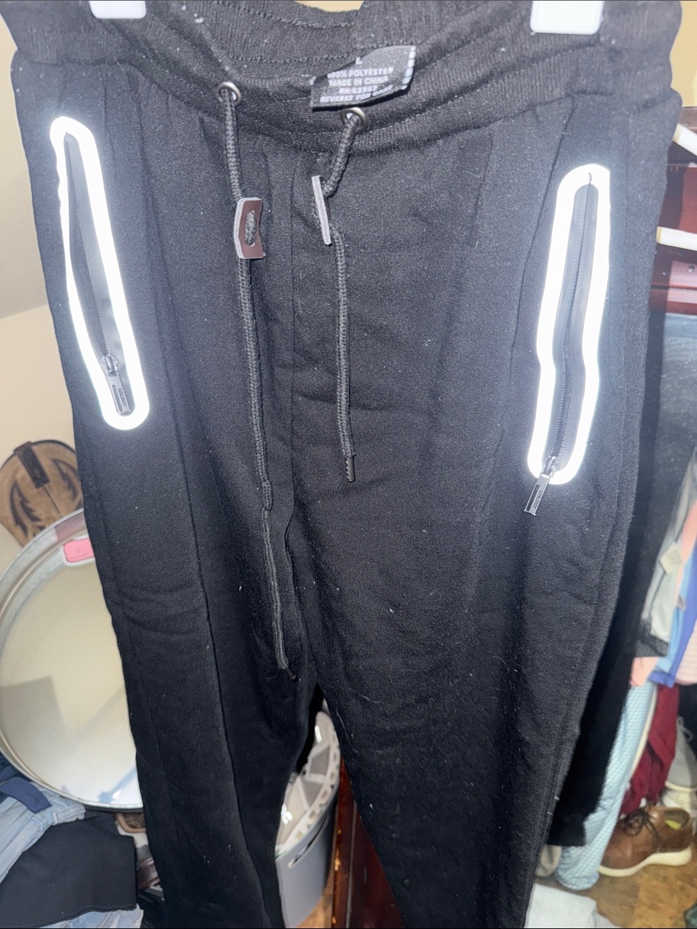 Galaxy By Harvic Black Jogger Sweatpants with Reflective Zip Trim
